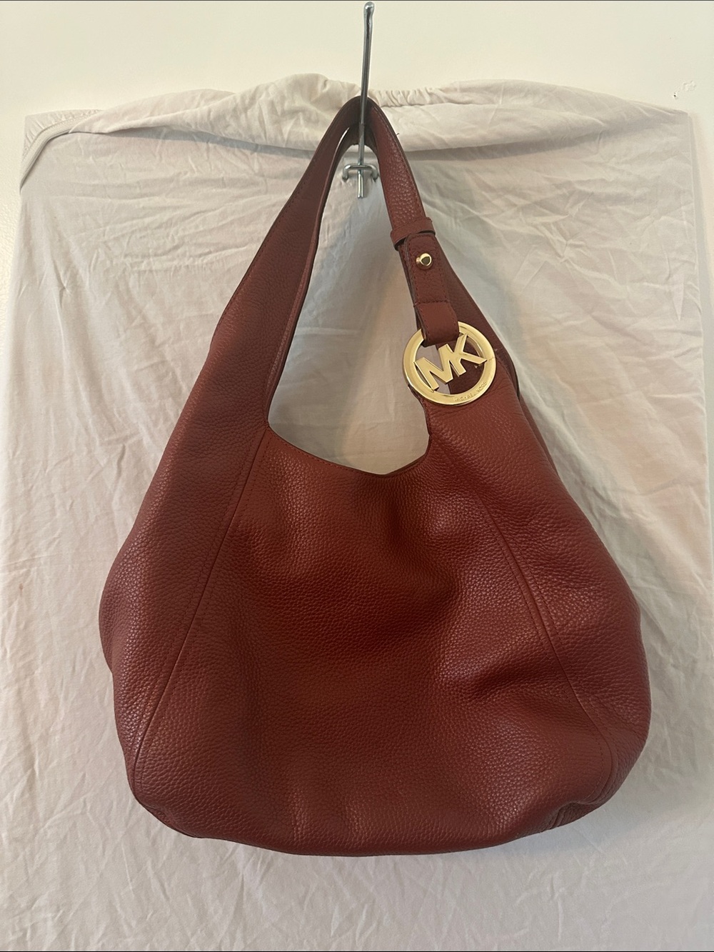 Michael Kors Pebbled Leather Hobo Bag in Burgundy